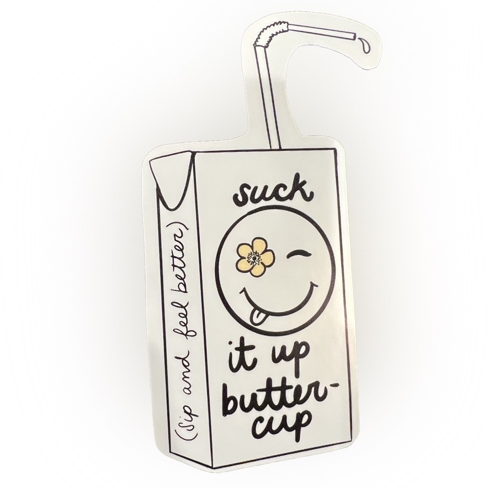 Vinyl Sticker Smiley Face Juice Box